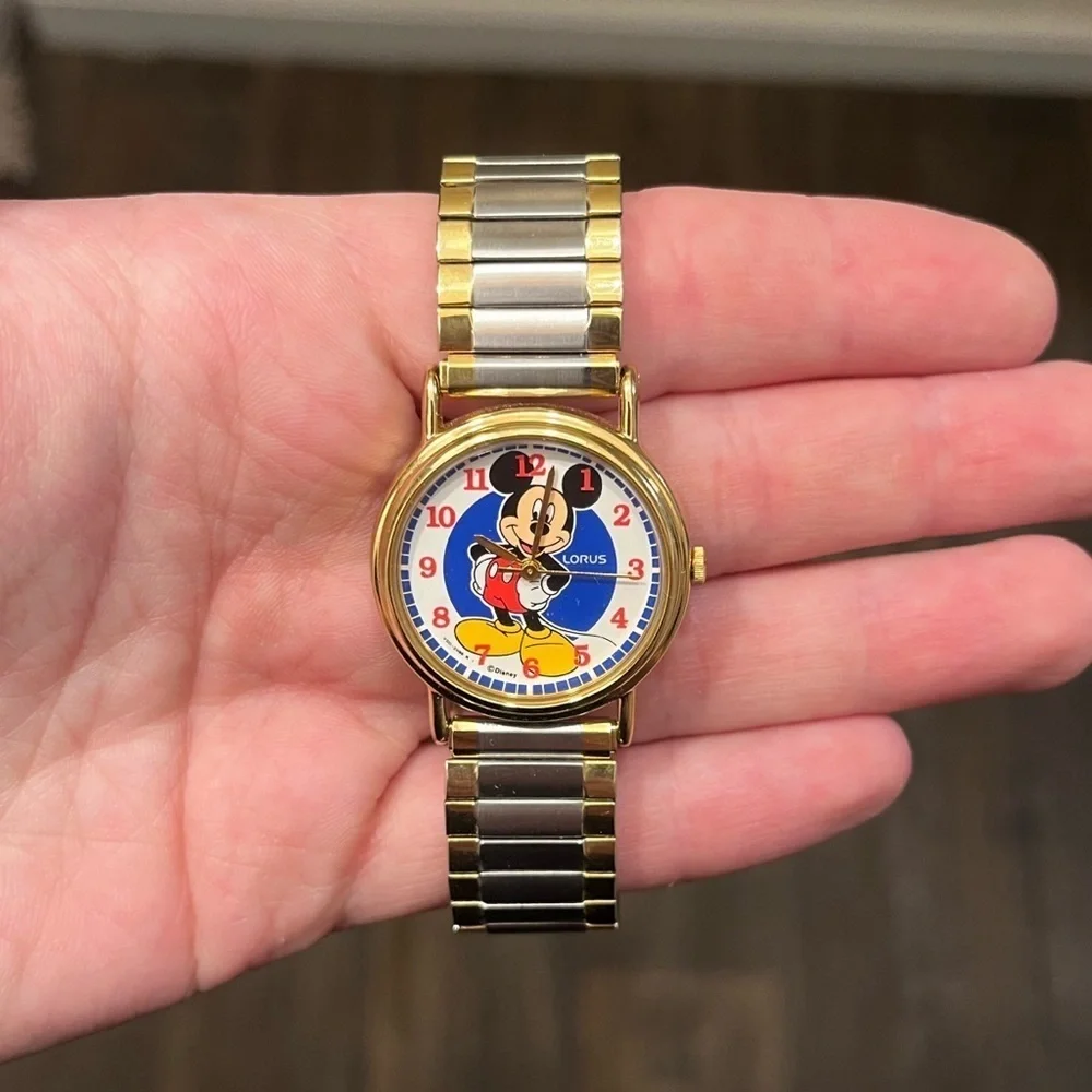 vintage Lorus Gold and Silver Mickey Mouse Watch
